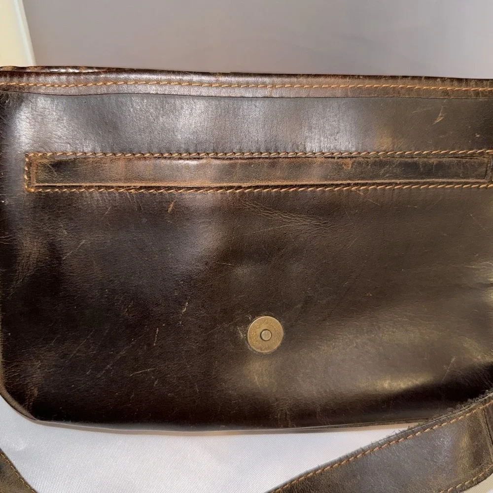 Unbranded Dark Brown Leather Shoulder Messenger Crossbody Bag Purse